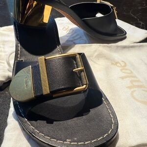 Chloe Black and Gold Women's Sandals
